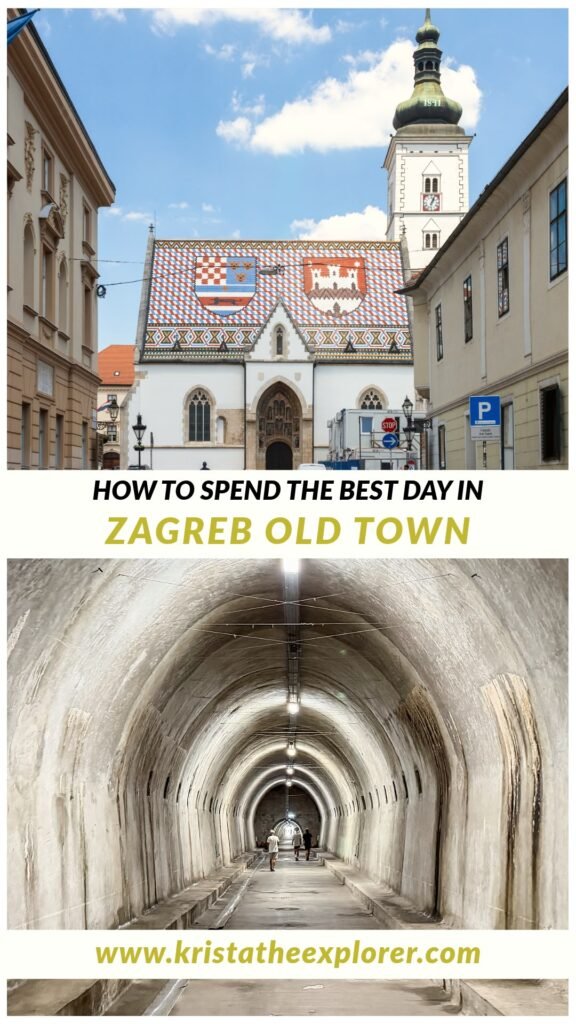 Zagreb | Krista the Explorer Church with colourful tiled roof and concrete tunnel.