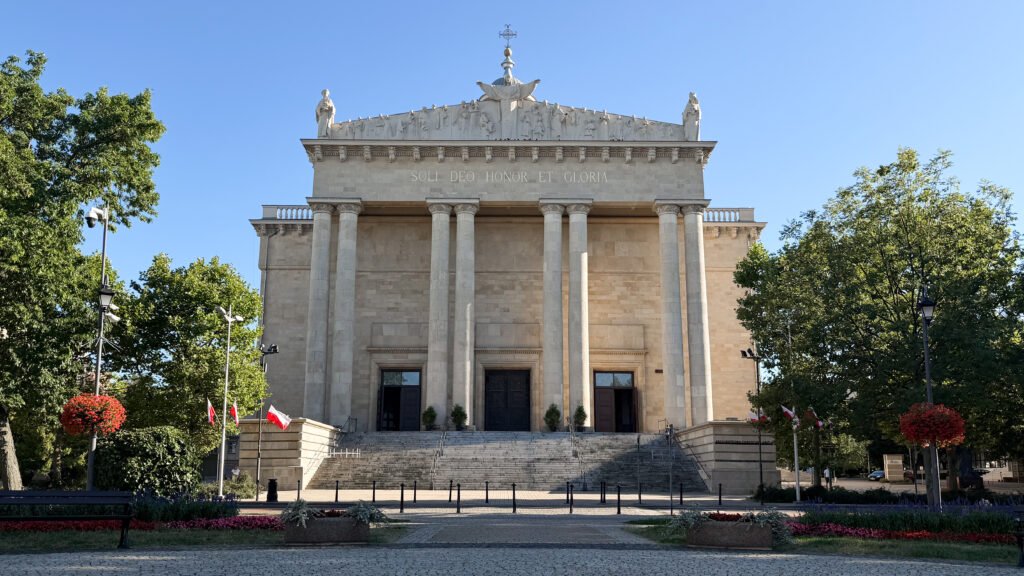 Archcathedral of Christ the King large stone building with front columns.