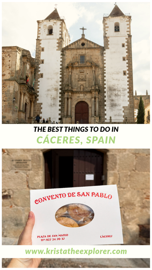 Caceres | Krista the Explorer Historic church building and box of freshly baked cookies.