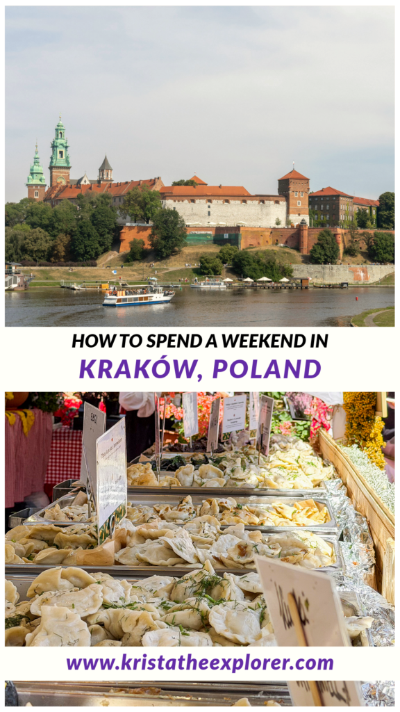 Krakow | Krista the Explorer View of Wawel Castle and a row of pierogi at food festival.