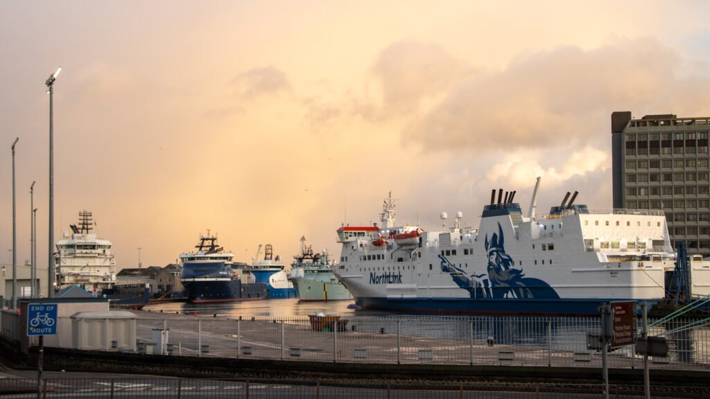 Port of Aberdeen | Krista the Explorer Port of Aberdeen with ship coming in at sunset.