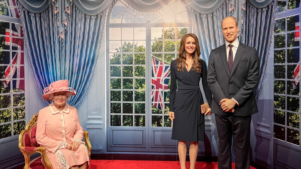 Madame Tussauds Blackpool | Krista the Explorer Wax figures of the royal family inside a wax museum in Blackpool.