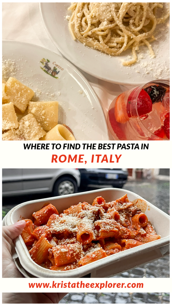 Rome Pasta | Krista the Explorer Two photos of different types of pasta found in Rome.